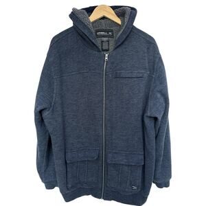 O'Neill Sherpa Lined Jacket Mens XXL Gray Hooded Full Zip Heavyweight
